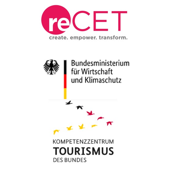 LIFT Klima Förderer Logo von reCET, dem Bundesministerium für Wirtschaft und Klimaschutz und dem Kompetenzzentrum Tourismus