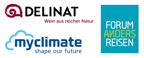Logos Sponsoren und Partner delinat, myclimate und forum anders reisen