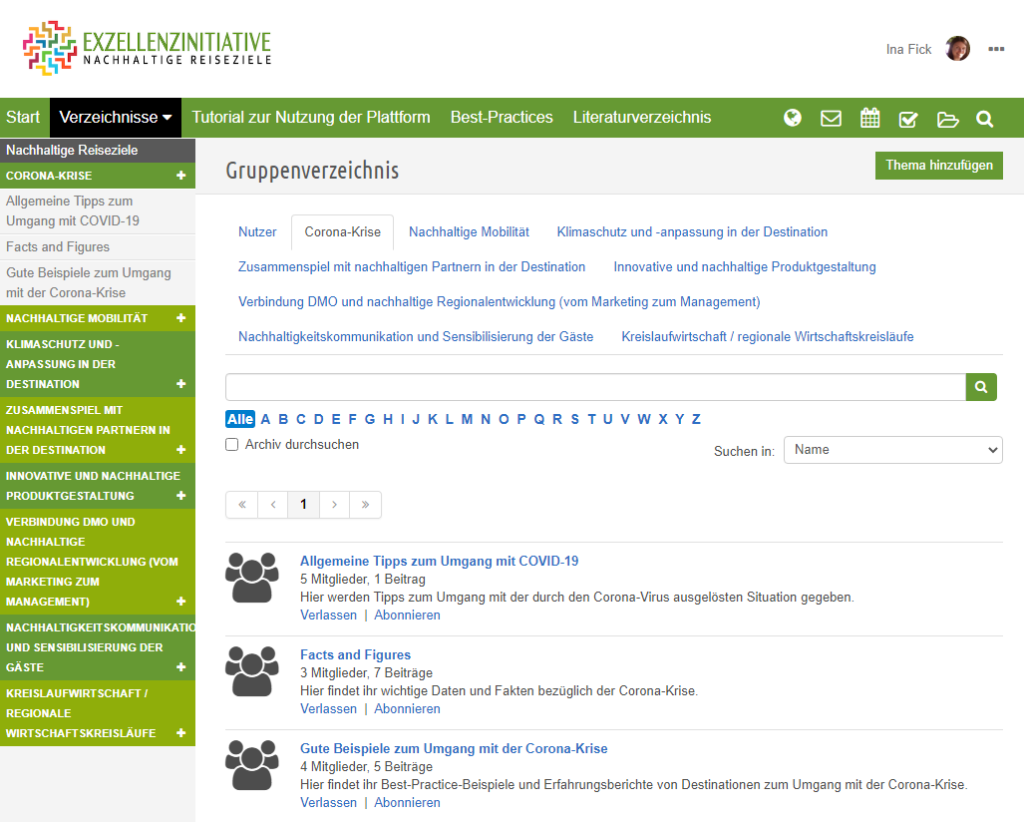 Ein Screenshot des Portal tixxt der Exzellenzinitiative Nachhaltige Reiseziele