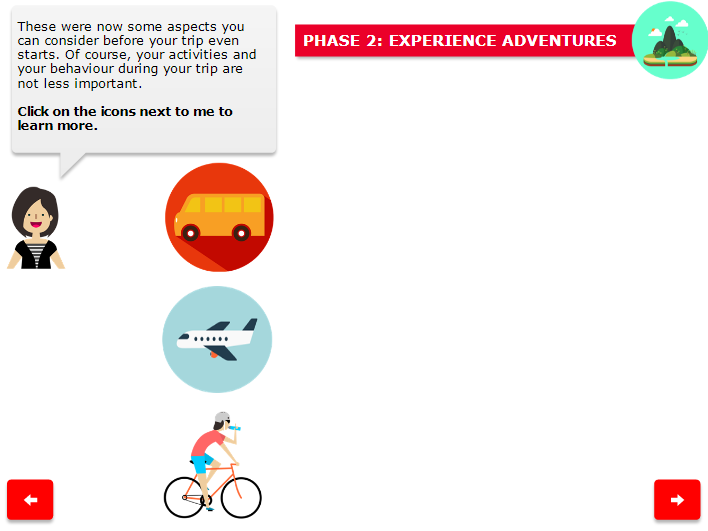 Screenshot of the e-learning Sustainable Traveller